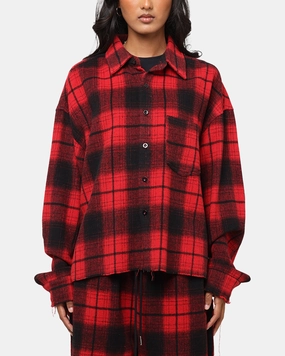 XXIII Plaid Long Sleeve Overshirt Red AntiStaticTreatment Non Restrictive Fit