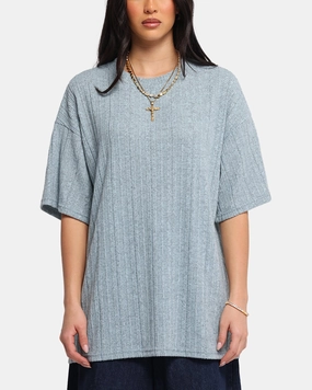 XXIII Rib Knit T-Shirt Blue Marle Wear Resistant Edge