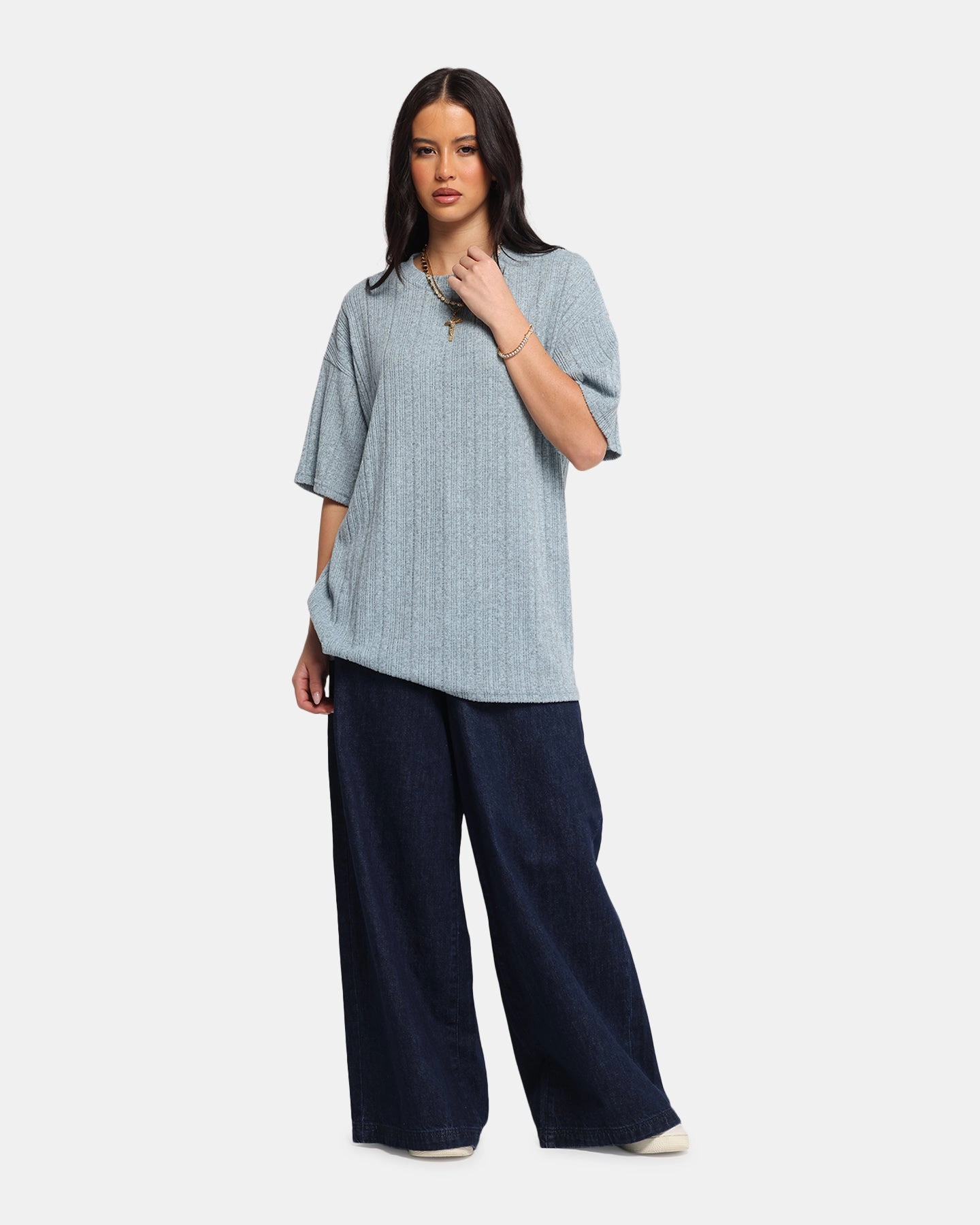 XXIII Rib Knit T-Shirt Blue Marle Bohemian style