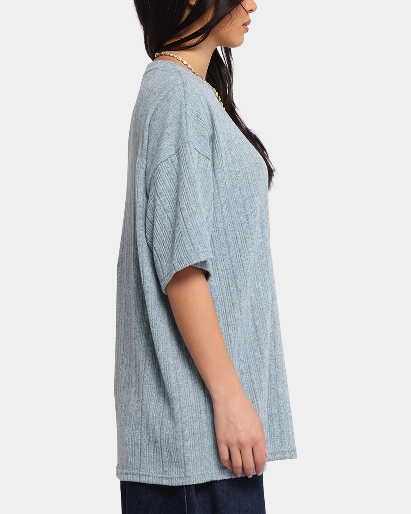 XXIII Rib Knit T-Shirt Blue Marle AntiSnagYarnProcessing