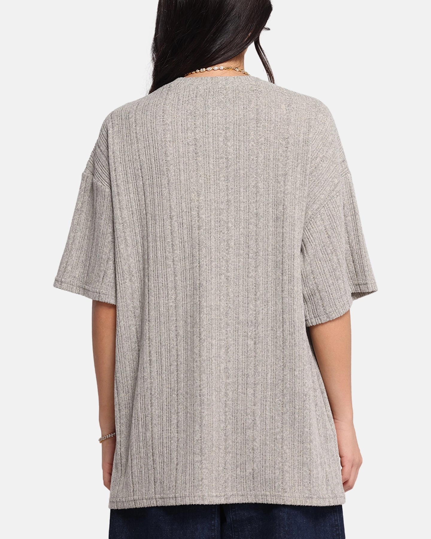 XXIII Rib Knit T-Shirt Grey Marle Anti Odor Finish