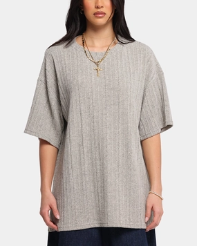 XXIII Rib Knit T-Shirt Grey Marle Zero Waste Production Label RecycledPolyester