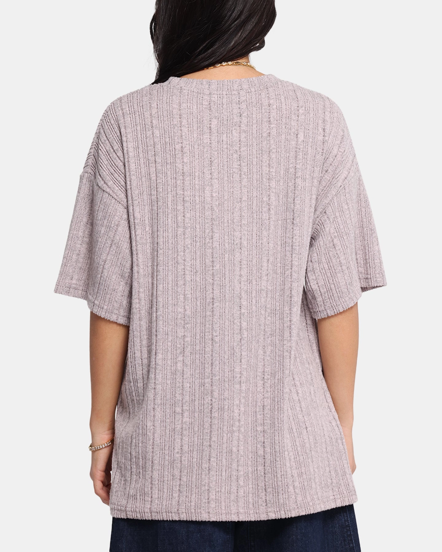 XXIII Rib Knit T-Shirt Pink Marle Reflective Safety Trim BreathableFabricTech