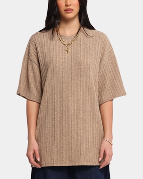 Stretch Material FlexibleCollarStructure XXIII Rib Knit T-Shirt Tan Marle