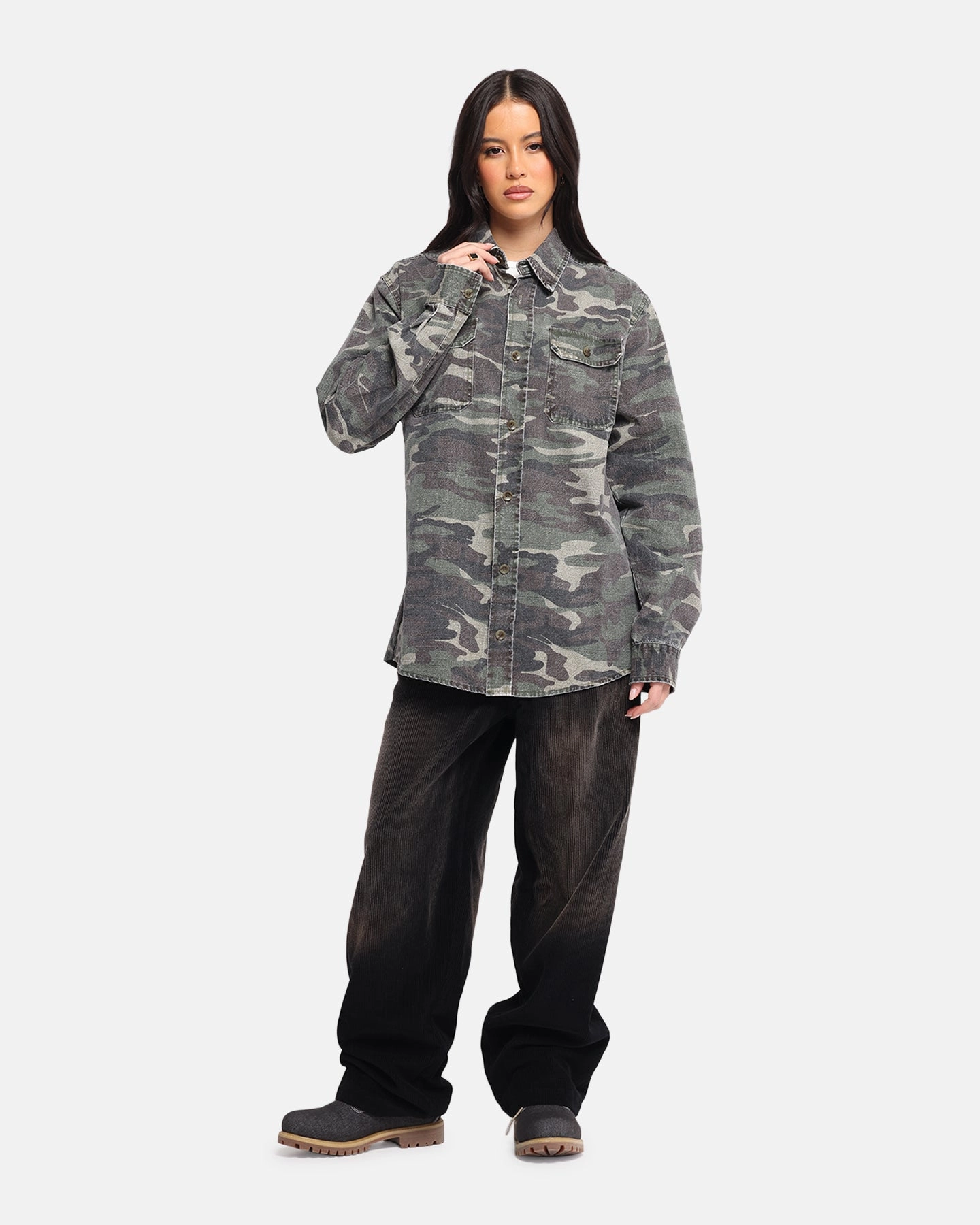 XXIII Slub Overshirt Camo NonPill Surface Treatment BuiltInLayer