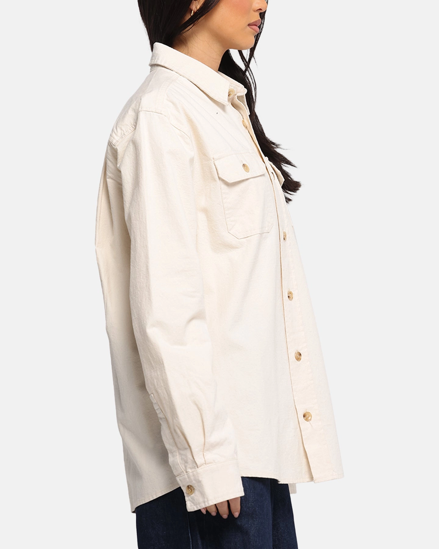 XXIII Slub Overshirt Natural Placket Detailing Drop Shoulder