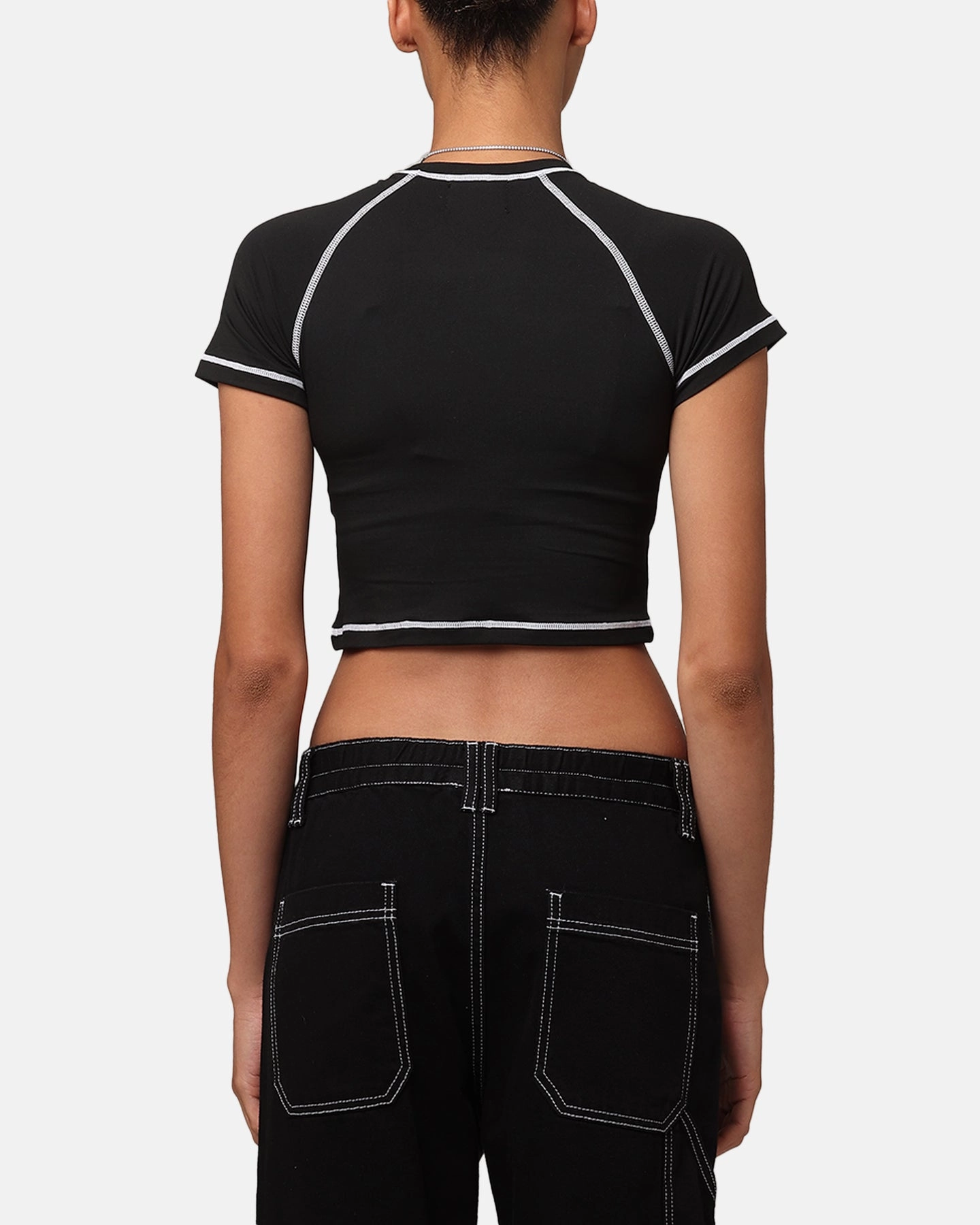 Bonded Seam Tape Ribbed collar XXIII Women's Boiler Room Crop T-Shirt Black