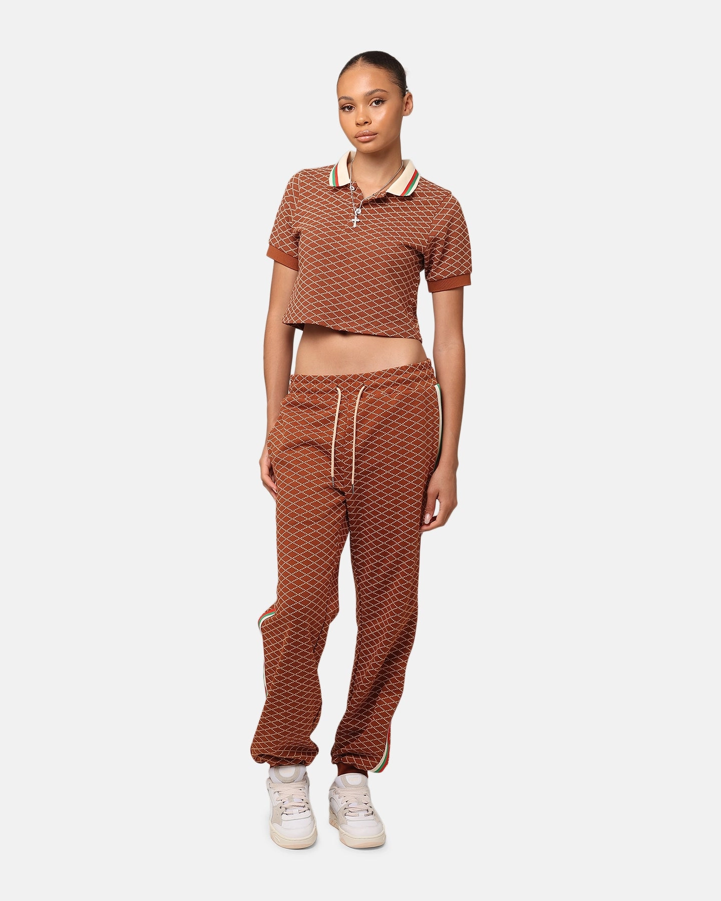 NoSlipSurface Denim Shirt XXIII Women's Cropped Printed Polo Shirt Brown