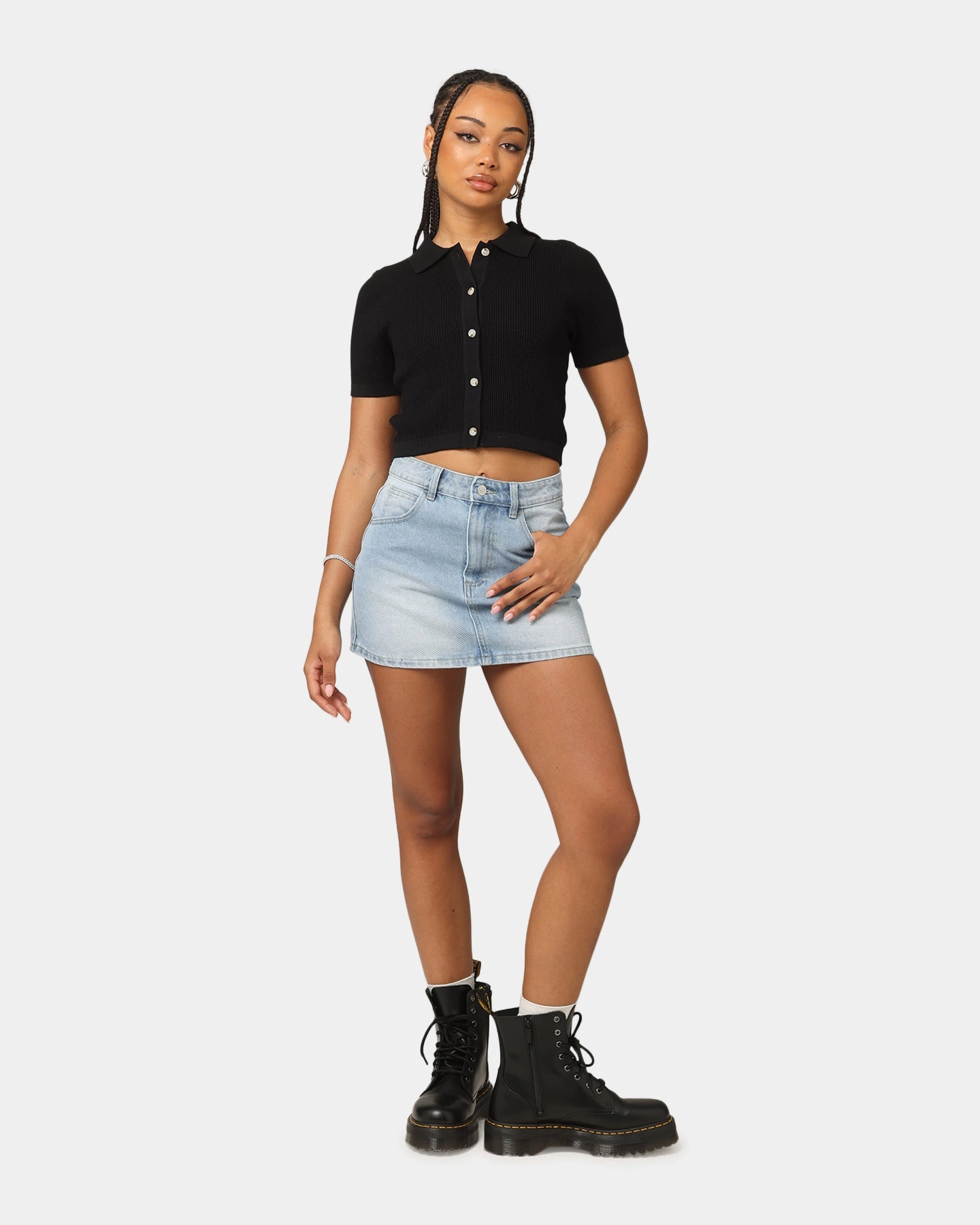 Quick Access Zipper XXIII Women's Cropped Zyair Button Up Shirt Black