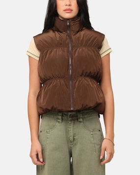 XXIII Women's Primal Oversized Puffer Vest Chocolate NoSlip Grip Abrasion Resistant Surface