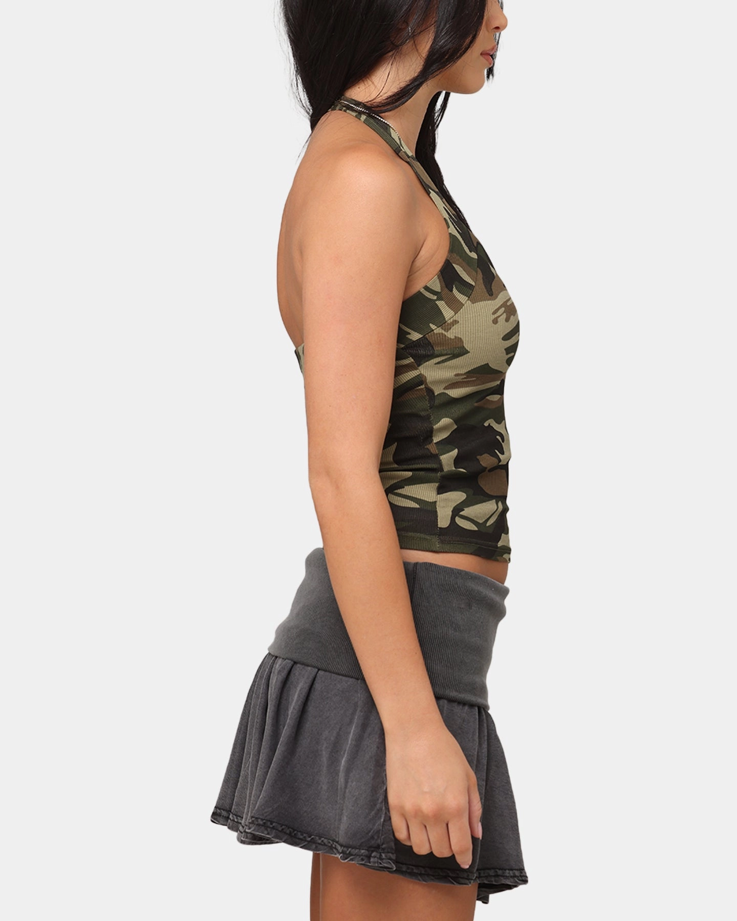 XXIII Women's Rib Halter Top Camo Non Slip Shoulder Seams