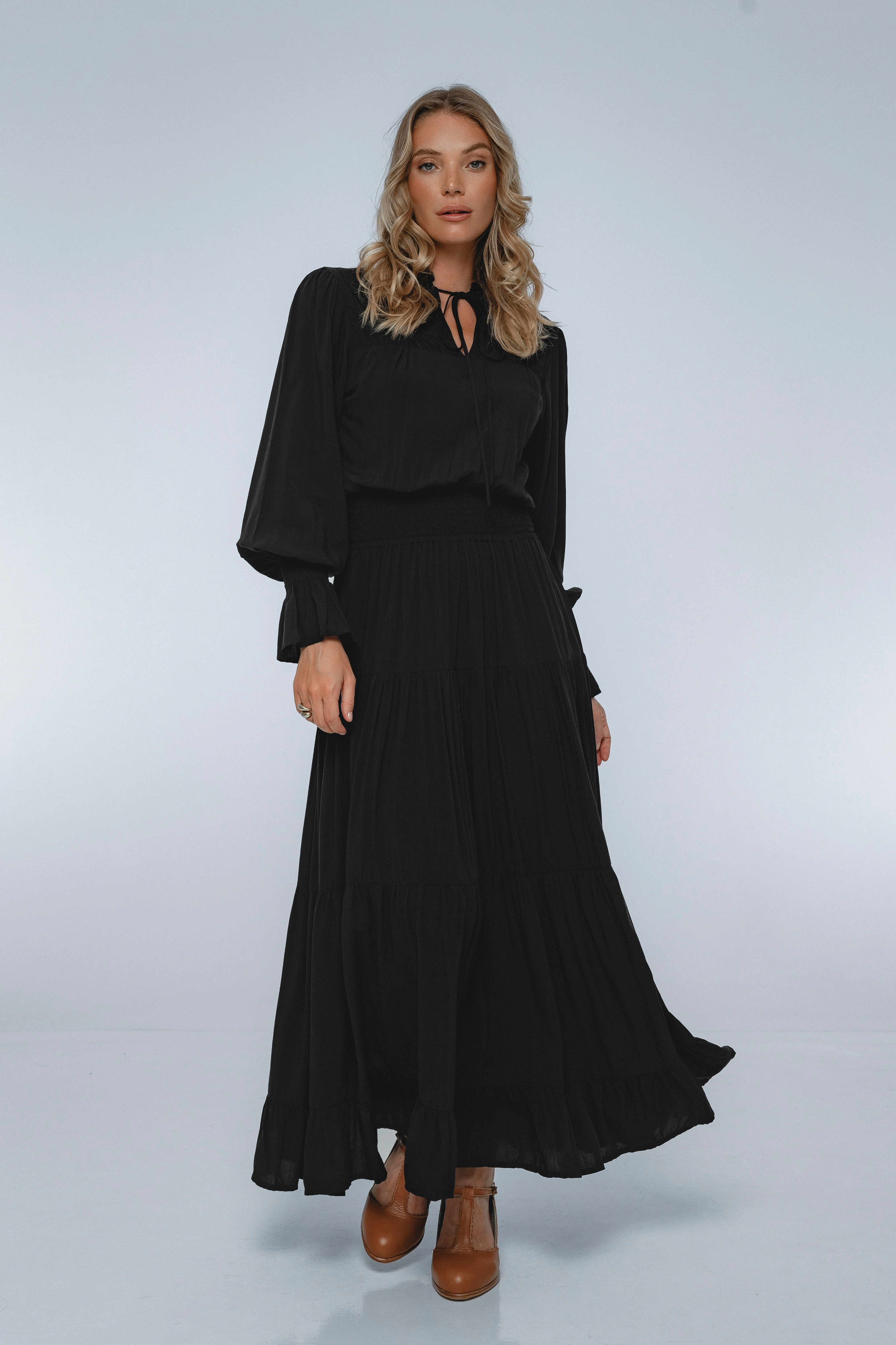 White Lotus Ruffled Maxi Dress Fit For All Subtle Motion