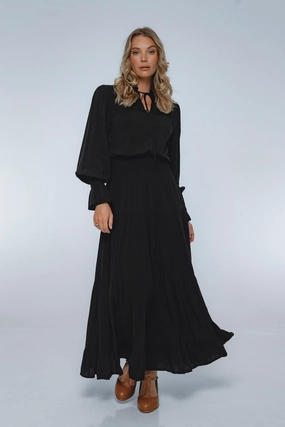 Ruffle Detail Daily Confidence White Lotus Ruffled Maxi Dress