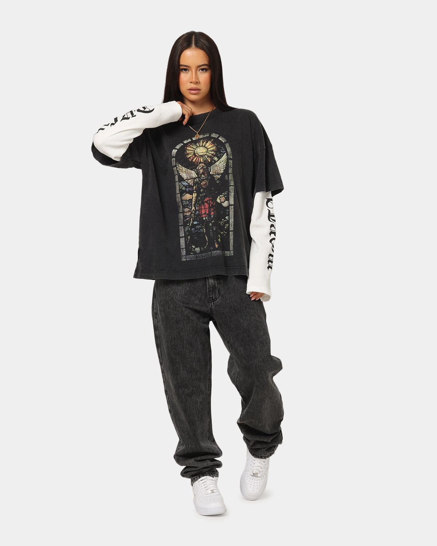 Reinforced Hems LightweightDesign Saint Morta Kingdomcome Long Sleeve T-Shirt Vintage Black